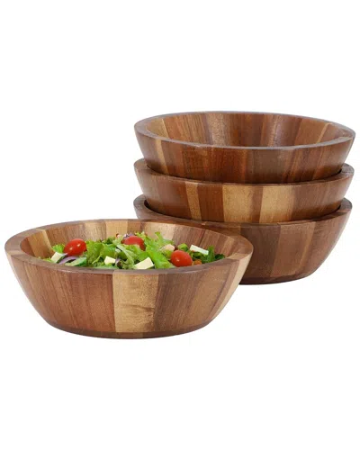 Megachef 4pc Acacia Wood 7in Bowl Set In Brown