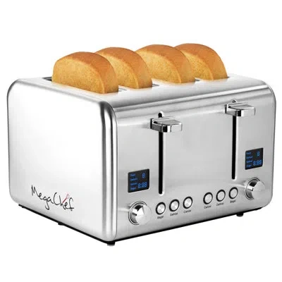 Megachef 4-slice Stainless Steel Toaster In Silver