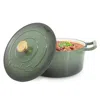 Megachef 5.3 Quarts Round Enameled Cast Iron Casserole With Self Basting Lid In Gradient Thyme Green In Green