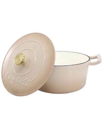 Megachef 5.3qt Round Enameled Cast Iron Casserole In Neutral