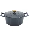 Megachef 5.3qt Round Enameled Cast Iron Casserole In Gray