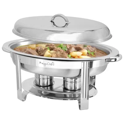 Megachef 5.8 Quart Stainless Steel Oval Professional Chafing Dish/food Warmer/buffet Server Serving Dish In Multi