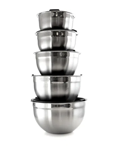 Megachef 5pc Stackable Mixing Bowl Set With Lids In Silver