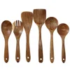 Megachef 6 Piece Acacia Wood Kitchen Utensil Set In Dark Brown In Brown