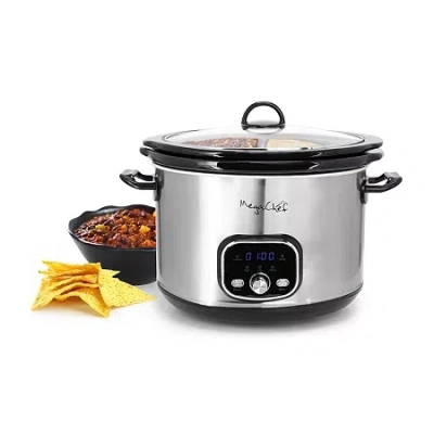 Megachef 6 Quart + 2.6 Quart Split Electric 8 Qt Slow Cooker In Silver