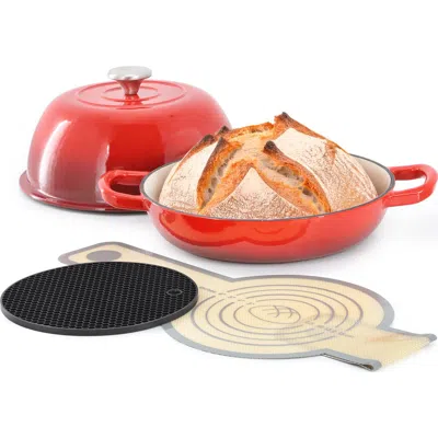 MEGACHEF MEGACHEF 6 QUART ENAMELED CAST IRON BREAD POT WITH BAKING MAT