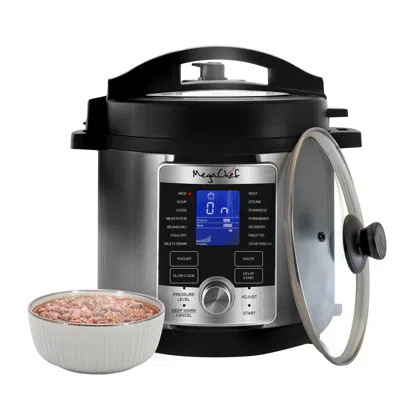 Megachef 6 Quart Stainless Steel Electric Digital Pressure Cooker With Lid In Multi