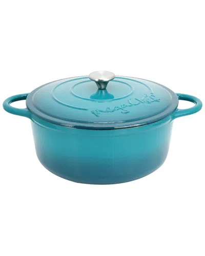 Megachef 6.35qt Round Enameled Cast Iron Dutch Oven In Blue