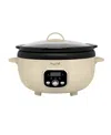 Megachef 6.5qt Oval Electric Digital Slow Cooker With Black Pot In Ivory