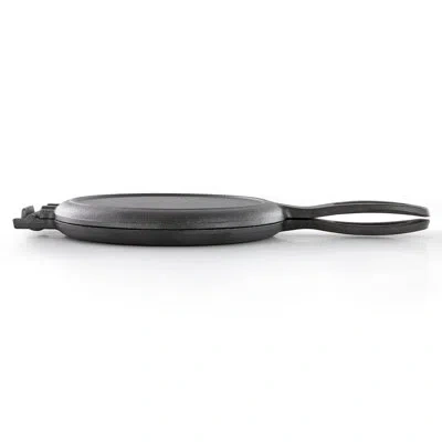 Megachef 6.7 Inch Round Cast Iron Pie Iron Outdoor/camping Cookware With Long Handle In Black