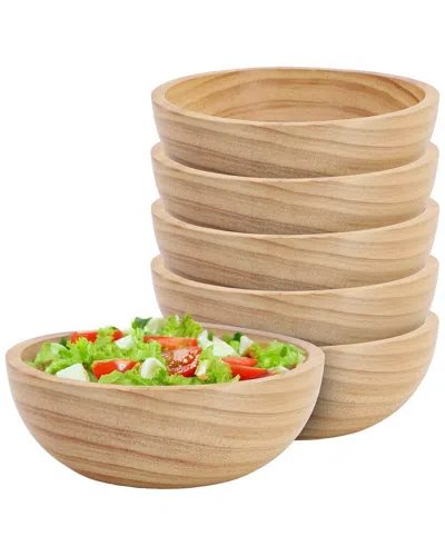 Megachef 6pc 7in Pine Wood Bowl Set In Neutral