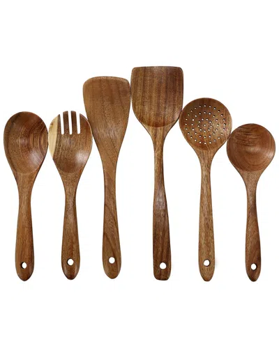 Megachef 6pc Acacia Wood Kitchen Utensil Set In Brown