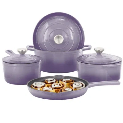 Megachef 7 Piece Enameled Cast Iron Cookware Set In Multi