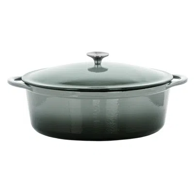 Megachef 7 Quarts Oval Enameled Cast Iron Casserole In Gray In Green
