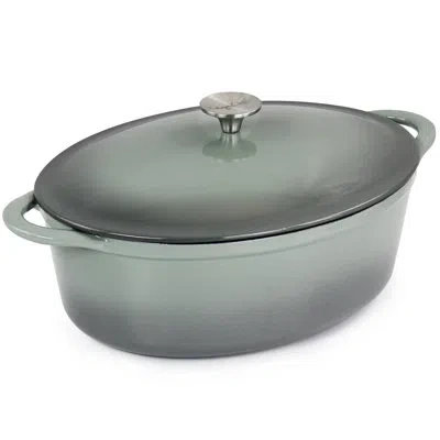 Megachef 7 Quarts Oval Enameled Cast Iron Casserole In Gray