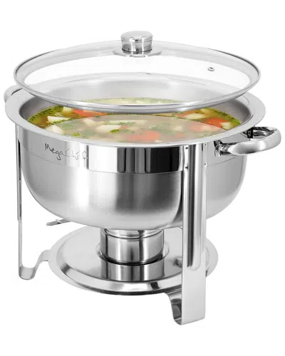 Megachef 7.9qt Round Stainless Steel Professional Chafing Dish In Silver