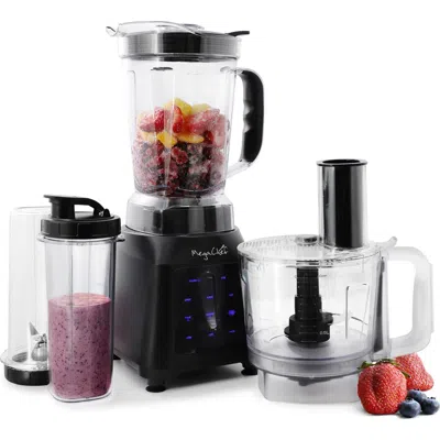Megachef 8 Cup Blender With 5 Cup Food Processor And Two 24 Ounce On-the-go Cup Combo Set In Black