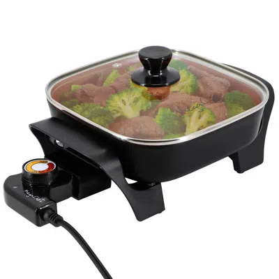 Megachef 8 Inch Electric Skillet With Lid In Black With Copper Coating In Multi