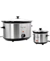 Megachef 8 Liter Slow Cooker With Mini 0.6 Liter Warmer In Silver