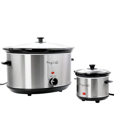 MEGACHEF 8 LITER SLOW COOKER WITH MINI 0.6 LITER WARMER