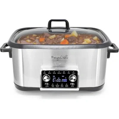 Megachef 8 Quart 12-in-1 Deluxe Multi Cooker With Sous Vide Function, Slow Cook, Steam, Bake, Roast & Sauté S In Silver