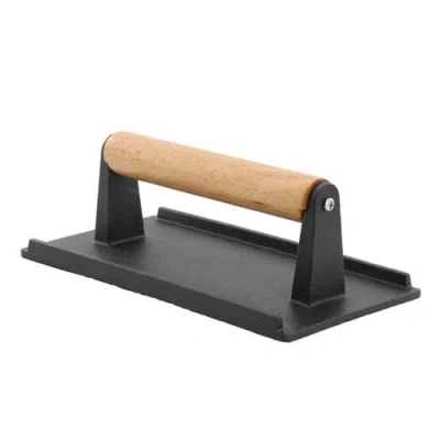 Megachef 8 X 4 Inch Rectangle Heavy Duty Cast Iron Grill Press In Black