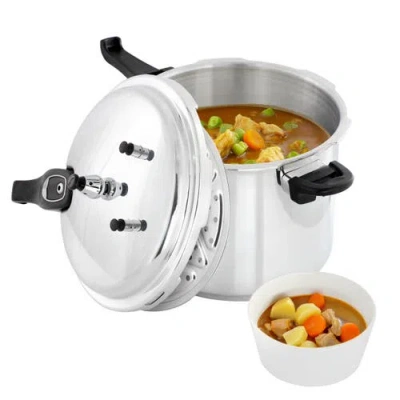 Megachef 9.5 Quart Induction And Stovetop Pressure Cooker With Steamer In Silver