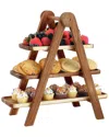 Megachef Acacia Wood 3 Tiered Rectangular Ladder Tray Set In Brown
