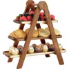 Megachef Acacia Wood 3 Tiered Rectangular Ladder Tray Set In Brown