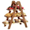 Megachef Acacia Wood 3 Tiered Rectangular Ladder Tray Set In Brown