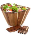 Megachef Acacia Wood Salad Bowl With Serving Utensils In Brown