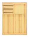 Megachef Adjustable Bamboo Drawer Storage Tray With Removable Knife Block In Brown