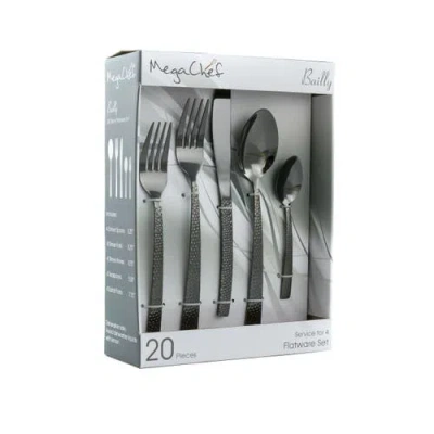 Megachef Baily 20 Piece Flatware Utensil Set, Stainless Steel Silverware Metal Service For 4 In Black