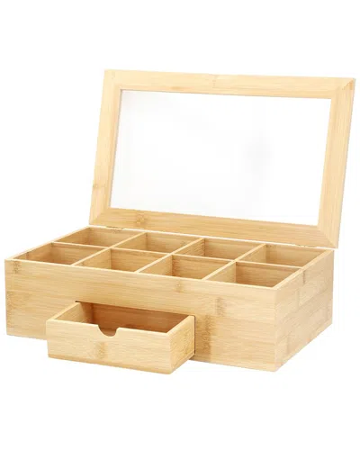 Megachef Bamboo Tea Box Organizer With Acrylic Top Window In Neutral