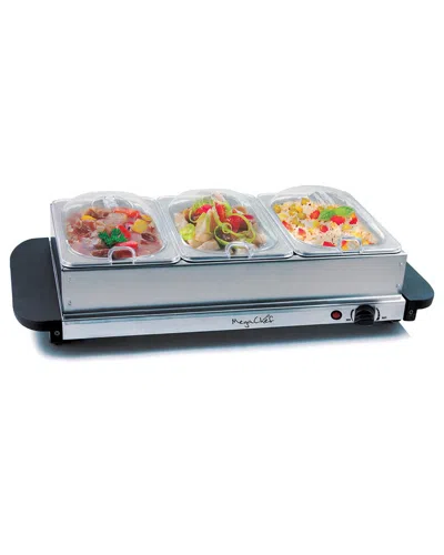 MEGACHEF MEGACHEF BUFFET SERVER & FOOD WARMER WITH 3 REMOVABLE SECTIONAL TRAYS