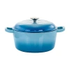 Megachef Cast Enameled Iron Round 2-pc. Casserole Dish In Blue