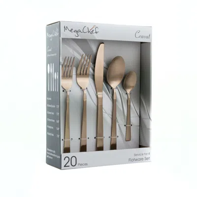 Megachef Cravat 20 Piece Flatware Utensil Set, Stainless Steel Silverware Metal Service For 4