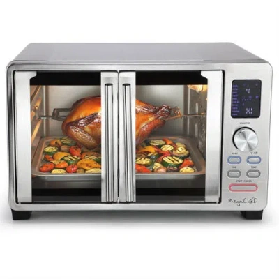 Megachef Digital Electric French Door Multi-function Counter Top Oven With Rotisserie Set In Gray