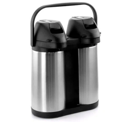 Megachef Dual 2 Quart Stainless Steel Airpot, Hot Water Dispenser For Coffee And Tea In Black