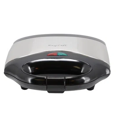Megachef Electric Compact Aluminum Nonstick Sandwich Maker In Black In Silver