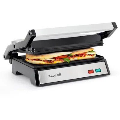 Megachef Electric Dual Plate Non-stick Panini Grill Contact Press With Drip Tray In Multi