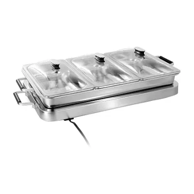 Megachef Electric Triple 2.63 Quart Buffet Server In Silver