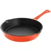 Megachef Enameled Round 8 Inch Preseasoned Cast Iron Frying Pan In Orange In Orange