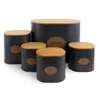 Megachef Kitchen Food Storage And Organization 5 Piece Canister Set In Grey With Bamboo Lids In Brown
