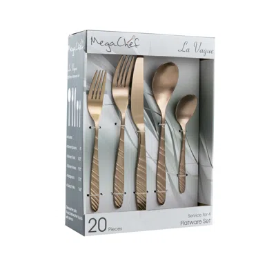 Megachef La Vague 20 Piece Flatware Utensil Set, Stainless Steel Silverware Metal Service For 4 In Matte Blac