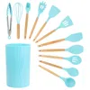 Megachef Set Of 12 Silicone/wood Cooking Tools In Blue