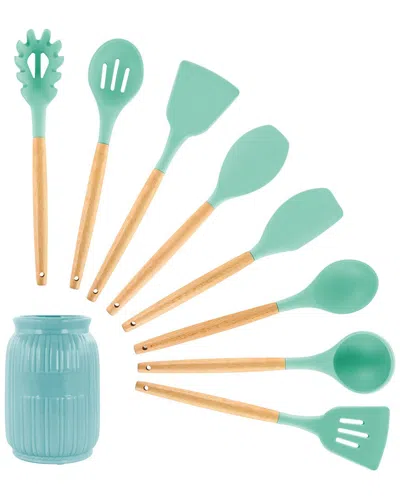 MEGACHEF MEGACHEF 9PC SILICONE & WOOD COOKING UTENSILS SET