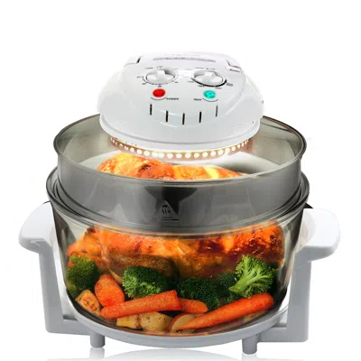 Megachef Multipurpose Countertop 14.25 Inch Halogen Oven Air Fryer/rotisserie/roaster In White In Gray
