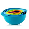 Megachef Multipurpose Stackable Mixing Bowl And Measuring Cup Set In Blue