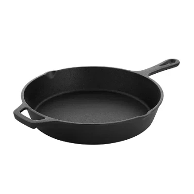 Megachef Pre-seasoned Enameled Cast Iron 10" Frying Pan In Black